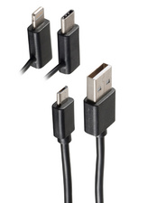 Câble de données & de charge mâle USB 2.0 A - mâle USB Micro B et USB C et Lightning 3en1, 2m