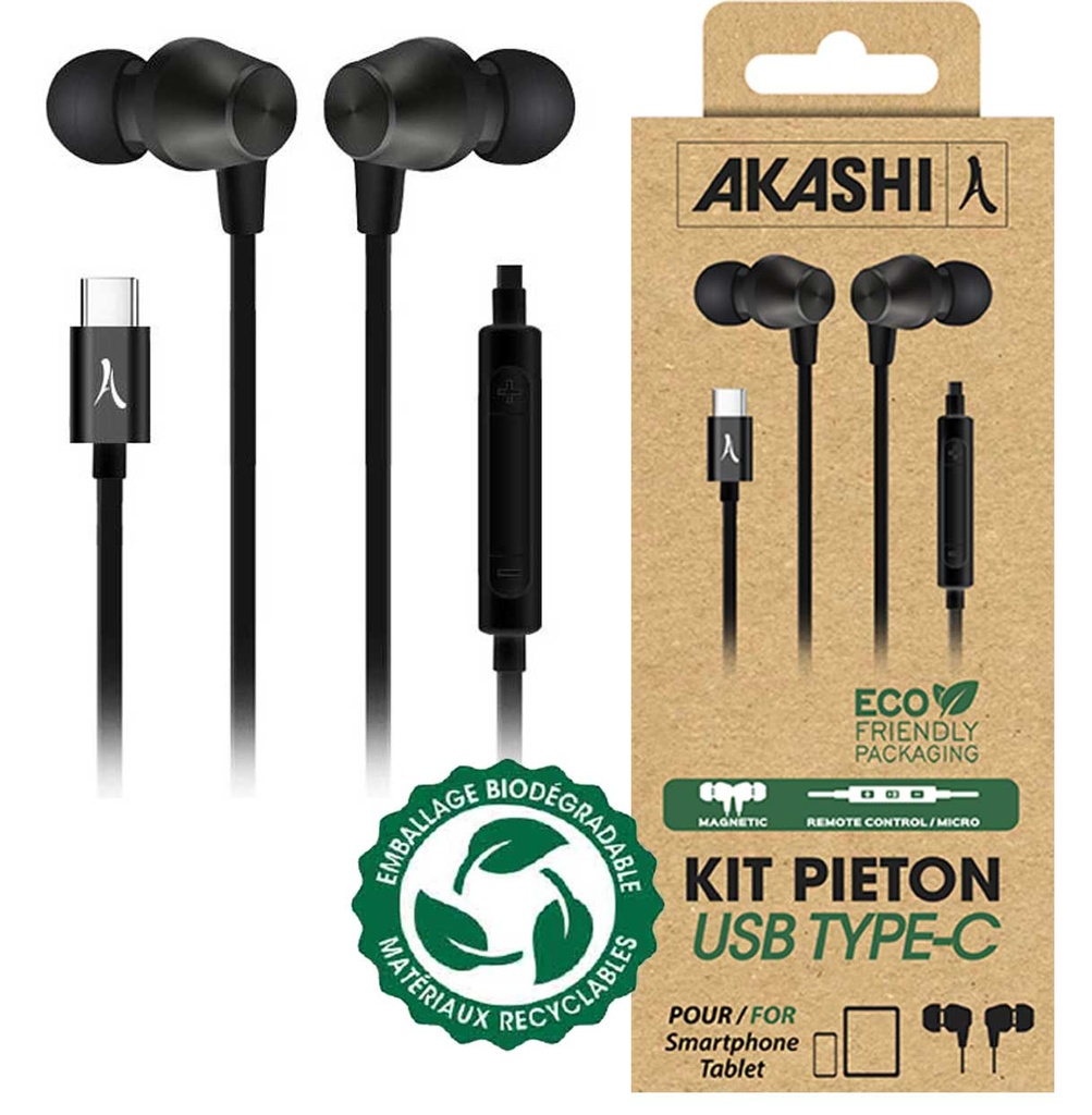 kit pieton intra auriculaire noir usb-c