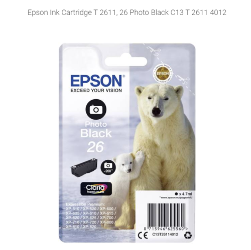 [EPST26BP] Cartouche T26 noire photo ours blanc