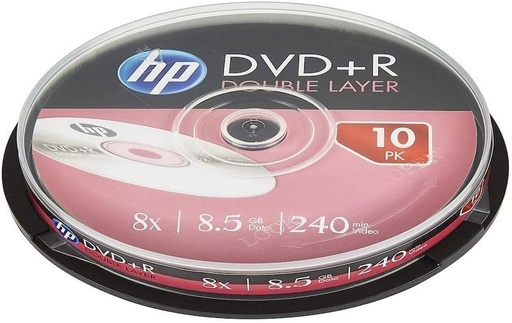 [dvd1] Hewlett Packard DVD+R double couche 8x, 10 pièces en cake box